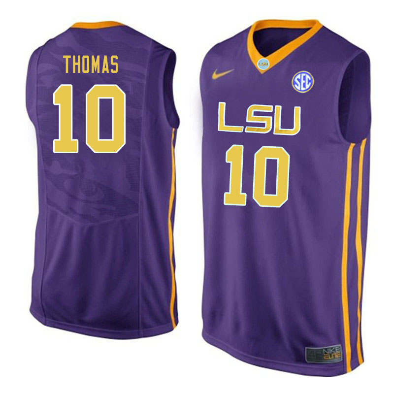 Men #10 Noah Thomas LSU Tigers College Basketball Jerseys Sale-Purple - Click Image to Close